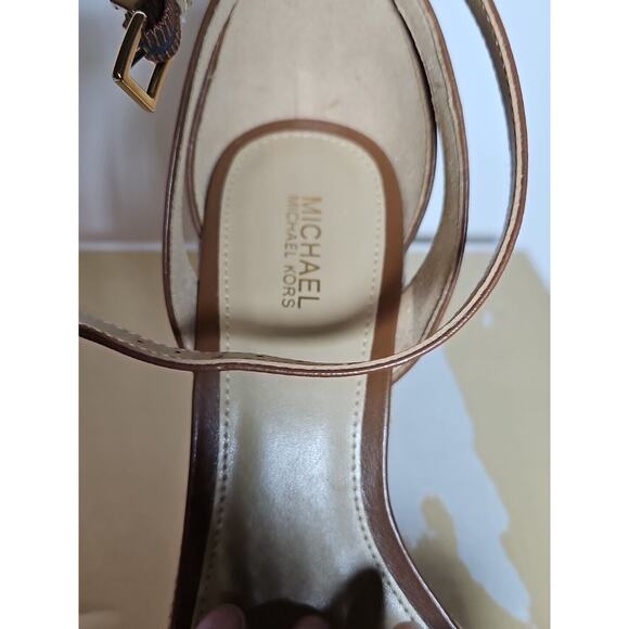 Michael Kors Kimberly Logo and Leather Wedge Brown Sandal Size 6M - Picture 8 of 10